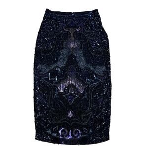 AllSaints Spitalfields Black Beaded Paisley Skirt Size 0
